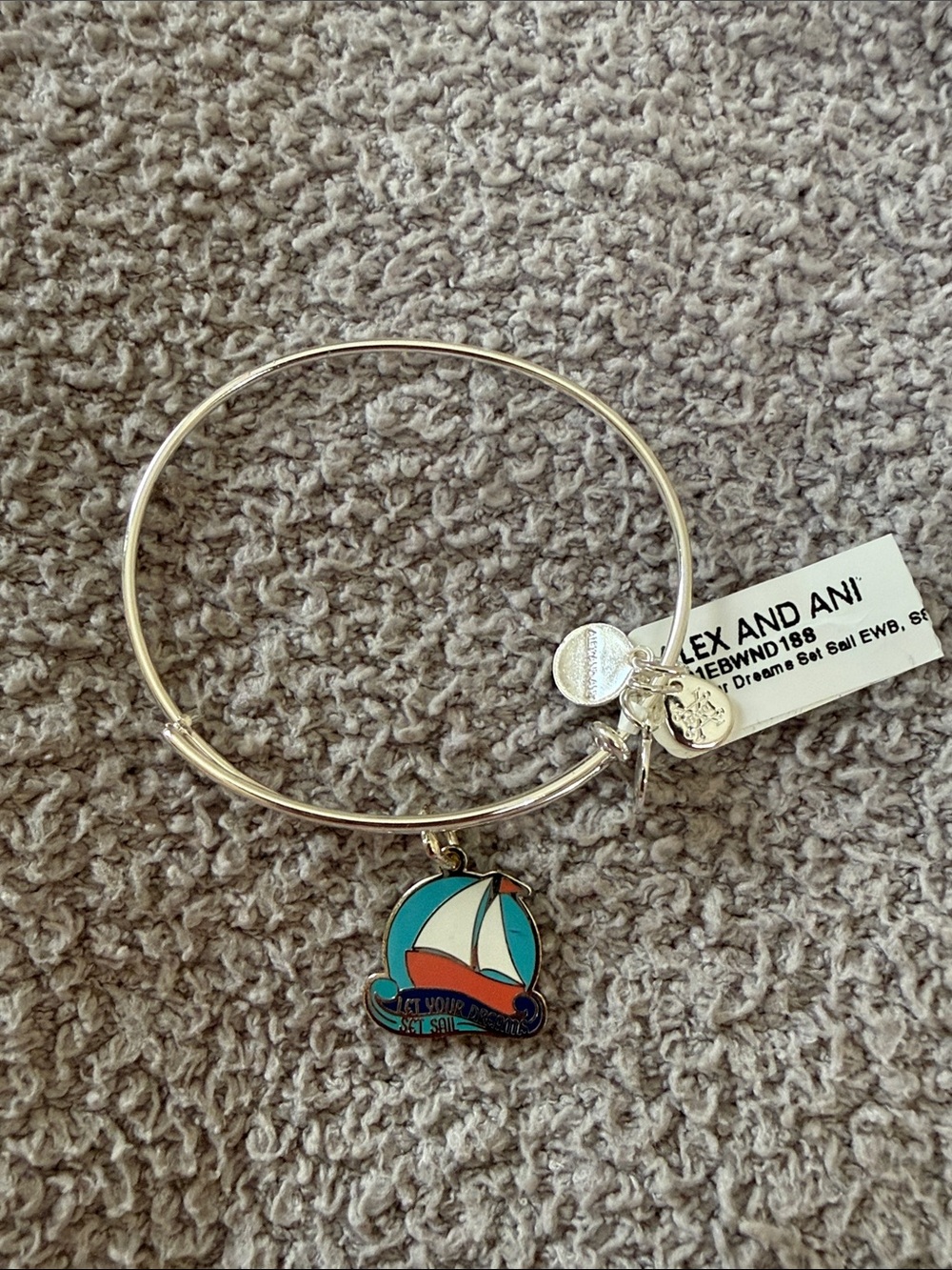 NWT Alex and Ani Sailboat Silver Bracelet.